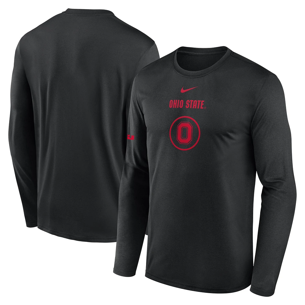 Men's Nike Ohio State Buckeyes 2024 On-Court Basketball Practice Legend Performance Long Sleeve T-Shirt