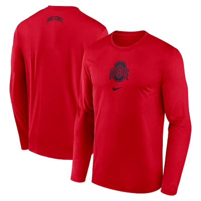 Men's Nike Scarlet Ohio State Buckeyes On-Court Basketball Shootaround Performance Long Sleeve T-Shirt