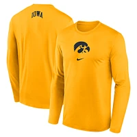 Men's Nike Gold Iowa Hawkeyes On-Court Basketball Shootaround Performance Long Sleeve T-Shirt