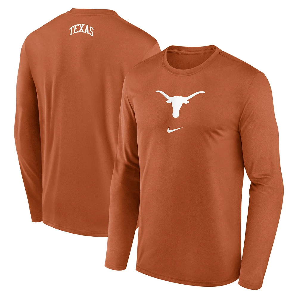 Men's Nike Texas Orange Longhorns On-Court Basketball Shootaround Performance Long Sleeve T-Shirt