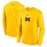 Men's Jordan Brand Maize Michigan Wolverines On-Court Basketball Shootaround Performance Long Sleeve T-Shirt