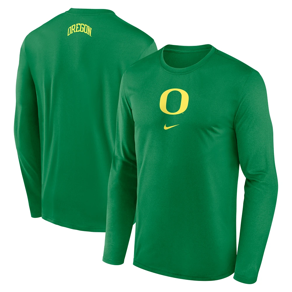 Men's Nike Green Oregon Ducks On-Court Basketball Shootaround Performance Long Sleeve T-Shirt