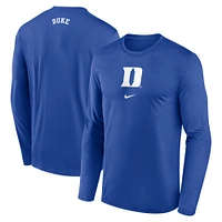 Men's Nike Royal Duke Blue Devils On-Court Basketball Shootaround Performance Long Sleeve T-Shirt