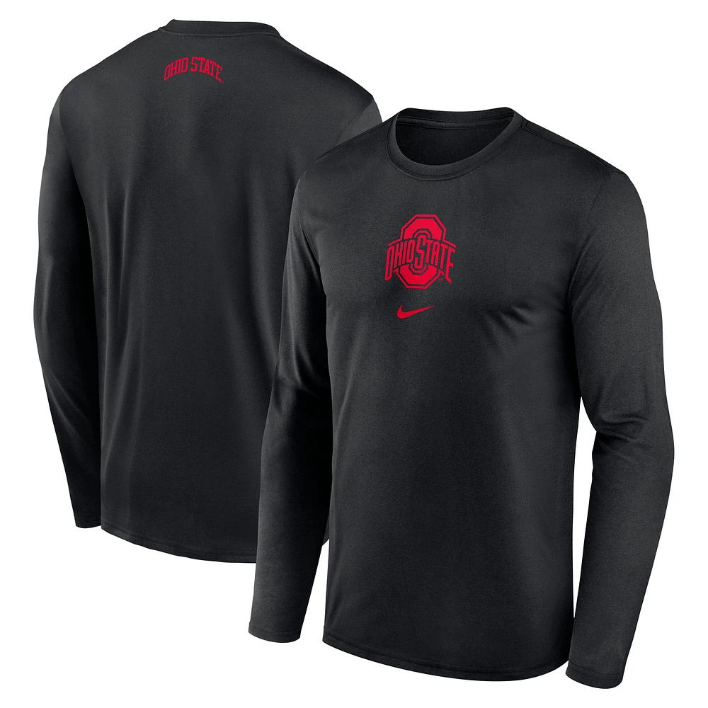 Men's Nike Black Ohio State Buckeyes On-Court Basketball Shootaround Performance Long Sleeve T-Shirt