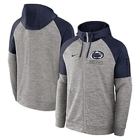 Men's Nike Heather Gray Penn State Nittany Lions Fitness Raglan Performance Full-Zip Hoodie