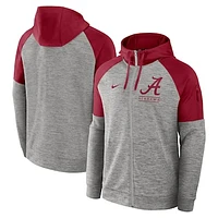 Men's Nike Heather Gray Alabama Crimson Tide Fitness Raglan Performance Full-Zip Hoodie