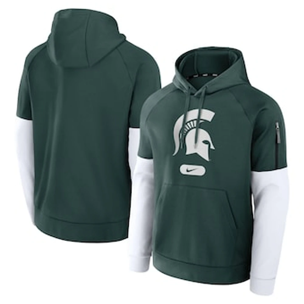 Men's Nike Green Michigan State Spartans Fitness Performance Pullover Hoodie