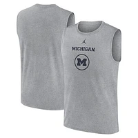 Men's Jordan Brand Heather Gray Michigan Wolverines On-Court Basketball Practice Legend Sleeveless T-Shirt