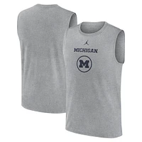 Men's Jordan Brand Heather Gray Michigan Wolverines On-Court Basketball Practice Legend Sleeveless T-Shirt