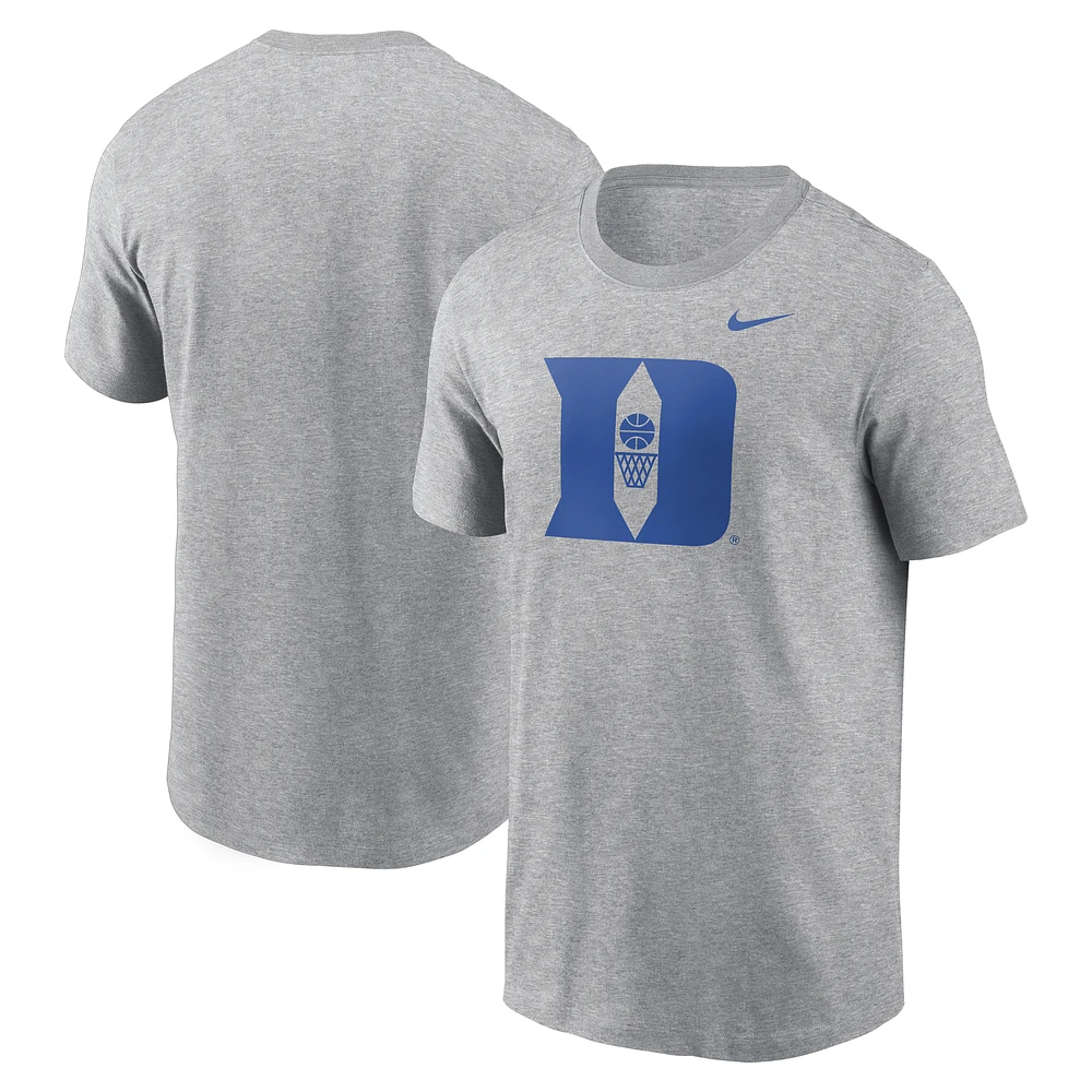 Men's Nike Heather Gray Duke Blue Devils Basketball Logo T-Shirt