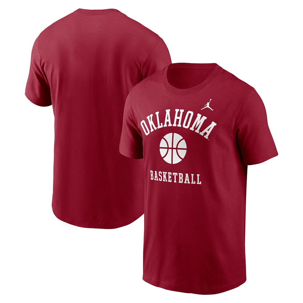 Men's Jordan Brand Crimson Oklahoma Sooners Basketball Icon T-Shirt