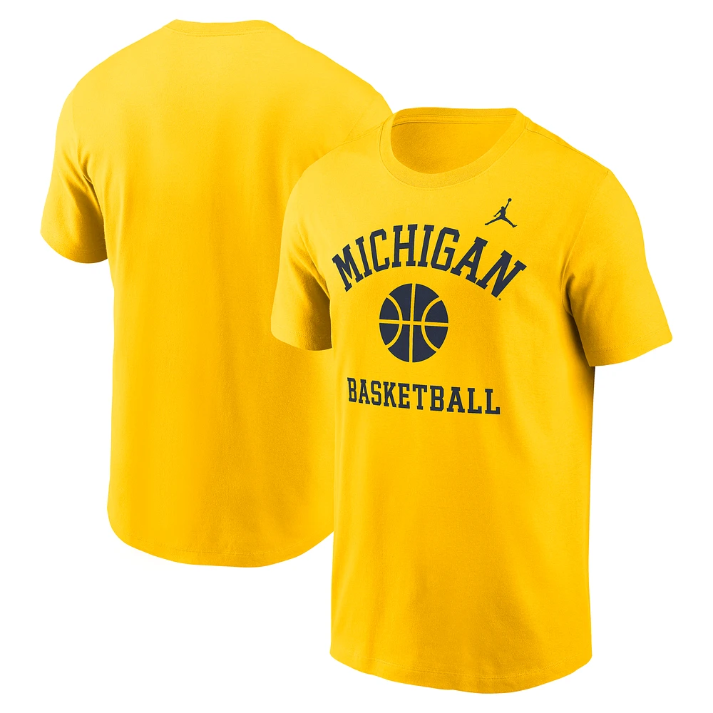 Men's Jordan Brand Maize Michigan Wolverines Basketball Icon T-Shirt