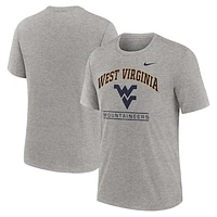 Men's Nike Heather Gray West Virginia Mountaineers Arch Over Logo Tri-Blend T-Shirt