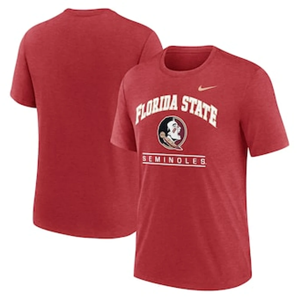 Men's Nike Garnet Florida State Seminoles Arch Over Logo Tri-Blend T-Shirt