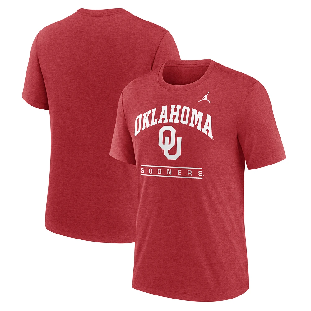 Men's Jordan Brand Crimson Oklahoma Sooners Arch Over Logo Tri-Blend T-Shirt