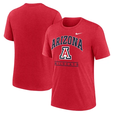 Men's Nike Red Arizona Wildcats Arch Over Logo Tri-Blend T-Shirt