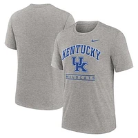 Men's Nike Heather Gray Kentucky Wildcats Arch Over Logo Tri-Blend T-Shirt