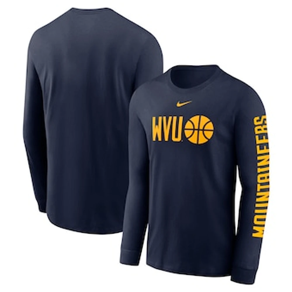 Men's Nike  Navy West Virginia Mountaineers Basketball Icon Two-Hit Long Sleeve T-Shirt