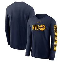 Men's Nike  Navy West Virginia Mountaineers Basketball Icon Two-Hit Long Sleeve T-Shirt