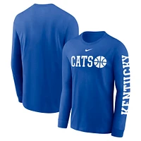 Men's Nike  Royal Kentucky Wildcats Basketball Icon Two-Hit Long Sleeve T-Shirt