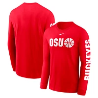 Men's Nike  Scarlet Ohio State Buckeyes Basketball Icon Two-Hit Long Sleeve T-Shirt