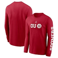 Men's Jordan Brand  Crimson Oklahoma Sooners Basketball Icon Two-Hit Long Sleeve T-Shirt