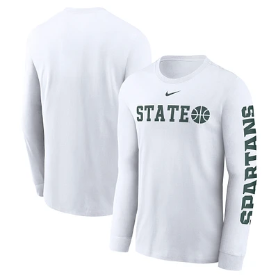 Men's Nike  White Michigan State Spartans Basketball Icon Two-Hit Long Sleeve T-Shirt