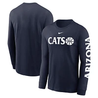 Men's Nike  Navy Arizona Wildcats Basketball Icon Two-Hit Long Sleeve T-Shirt