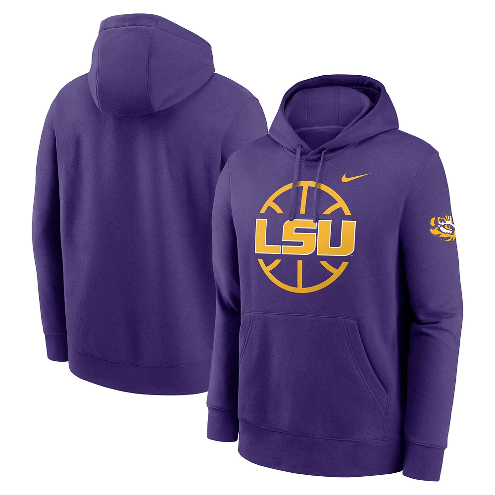 Men's Nike  Purple LSU Tigers Basketball Icon Club Fleece Pullover Hoodie