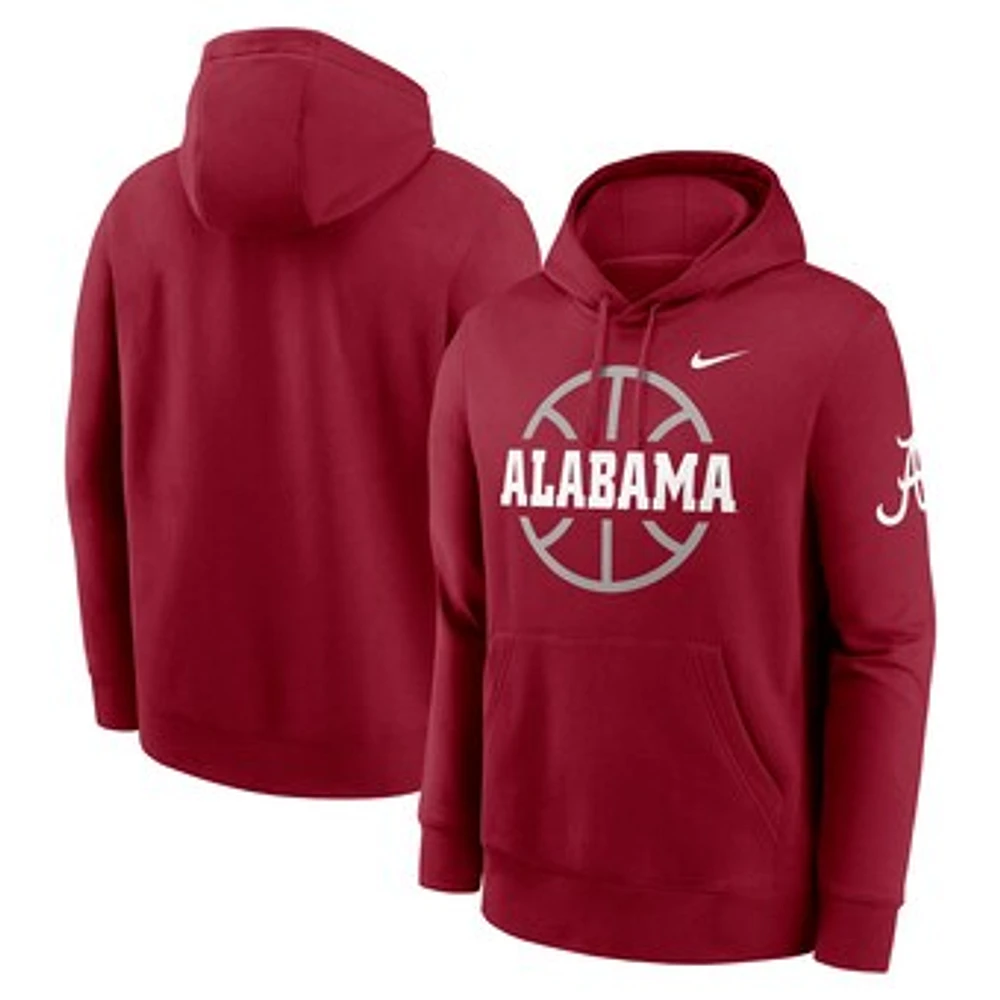 Men's Nike Crimson Alabama Tide Basketball Icon Club Fleece Pullover Hoodie