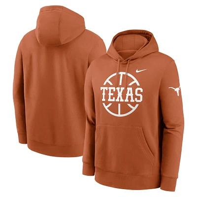 Men's Nike Texas Orange Longhorns Basketball Icon Club Fleece Pullover Hoodie