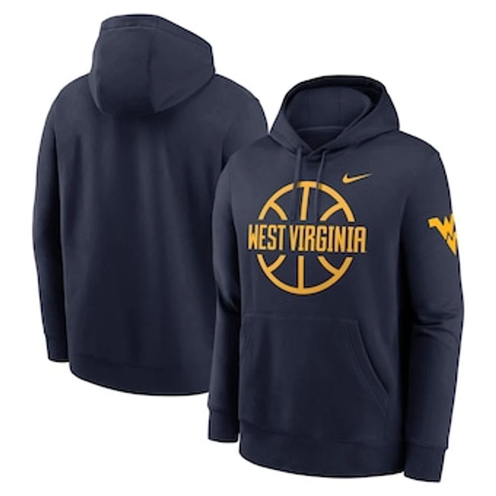 Men's Nike  Navy West Virginia Mountaineers Basketball Icon Club Fleece Pullover Hoodie