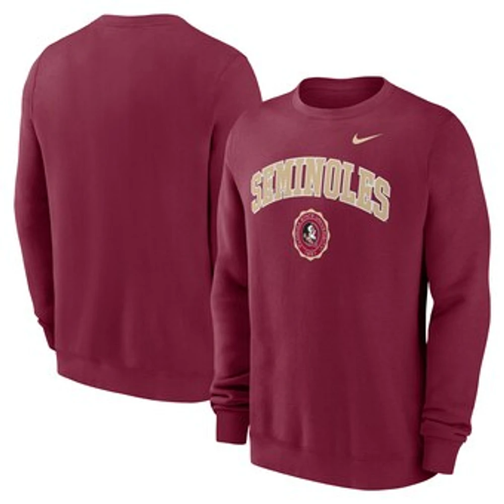 Men's Nike Garnet Florida State Seminoles Arched Seal Pullover Sweatshirt