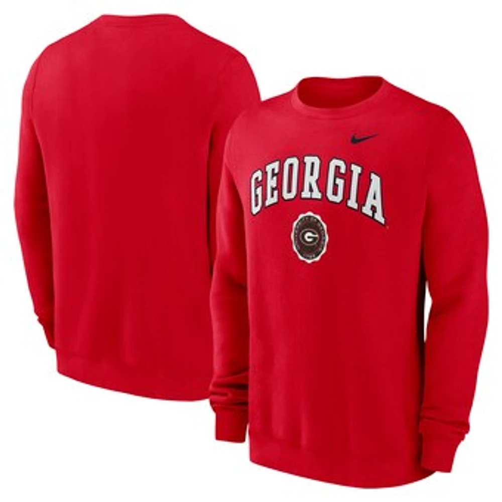 Men's Nike Red Georgia Bulldogs Arched Seal Pullover Sweatshirt