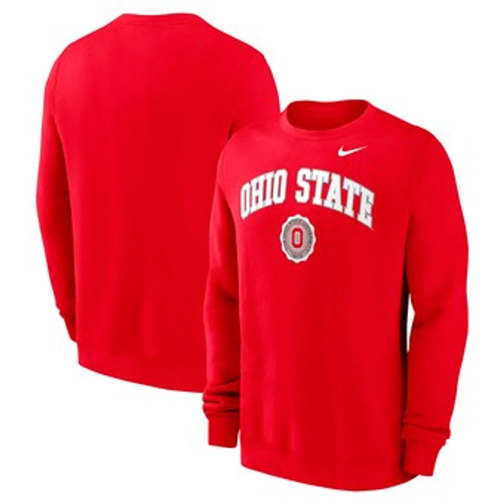 Men's Nike Scarlet Ohio State Buckeyes Arched Seal Pullover Sweatshirt