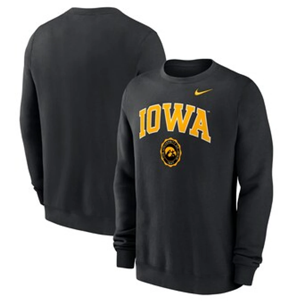 Men's Nike Black Iowa Hawkeyes Arched Seal Pullover Sweatshirt