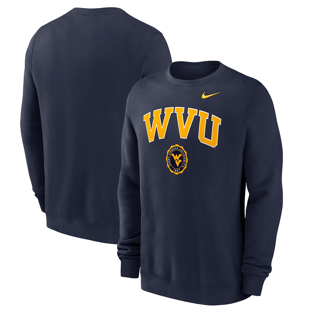 Men's Nike Navy West Virginia Mountaineers Arched Seal Pullover Sweatshirt