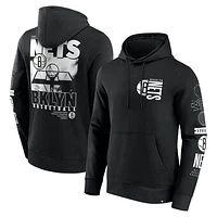 Men's Fanatics Black Brooklyn Nets Game Time Crossover Pullover Hoodie