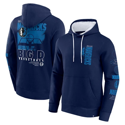 Men's Fanatics Navy Dallas Mavericks Game Time Crossover Pullover Hoodie