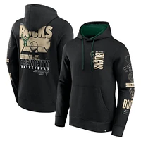 Men's Fanatics Black Milwaukee Bucks Game Time Crossover Pullover Hoodie