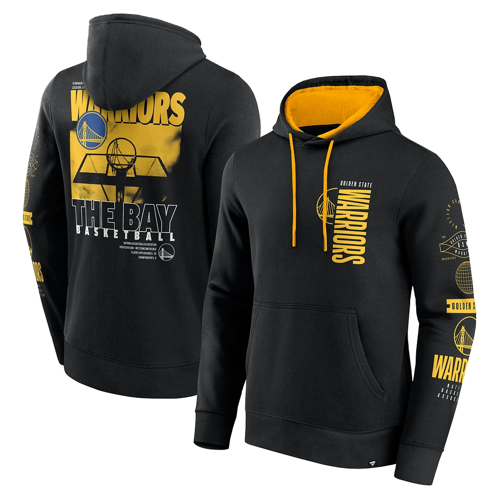 Men's Fanatics Black Golden State Warriors Game Time Crossover Pullover Hoodie