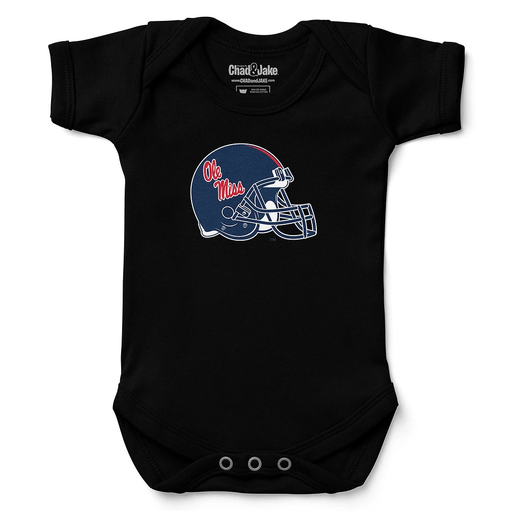 Newborn & Infant Chad Jake Black Ole Miss Rebels Helmet Logo Bodysuit