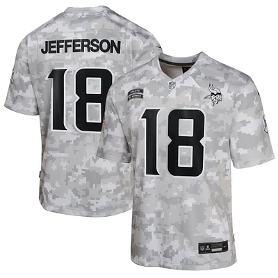 Youth Nike Justin Jefferson Arctic Camo Minnesota Vikings 2024 Salute to Service Game Jersey