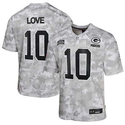 Youth Nike Jordan Love Arctic Camo Green Bay Packers 2024 Salute to Service Game Jersey