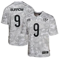 Youth Nike Joe Burrow Arctic Camo Cincinnati Bengals 2024 Salute to Service Game Jersey