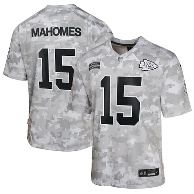 Youth Nike Patrick Mahomes Arctic Camo Kansas City Chiefs 2024 Salute to Service Game Jersey