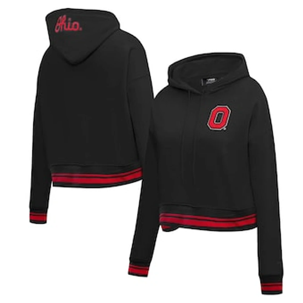 Women's Pro Standard Black Ohio State Buckeyes Cropped Pullover Hoodie