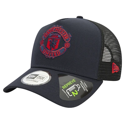 Men's New Era Navy Manchester United 9FORTY A-Frame Trucker Adjustable Hat