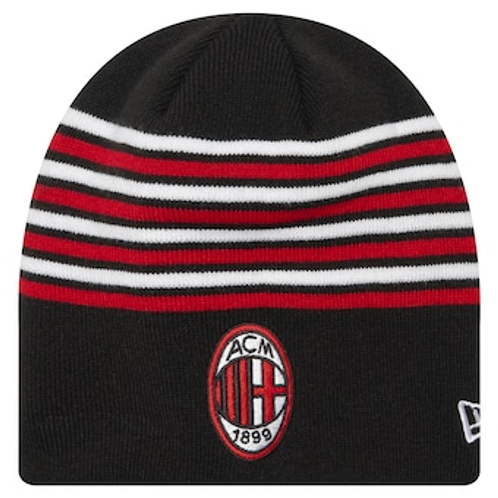 Men's New Era Black AC Milan Stripe Skull Knit Hat