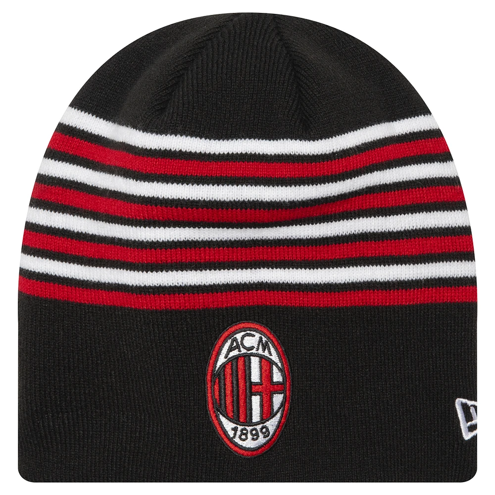 Men's New Era Black AC Milan Stripe Skull Knit Hat